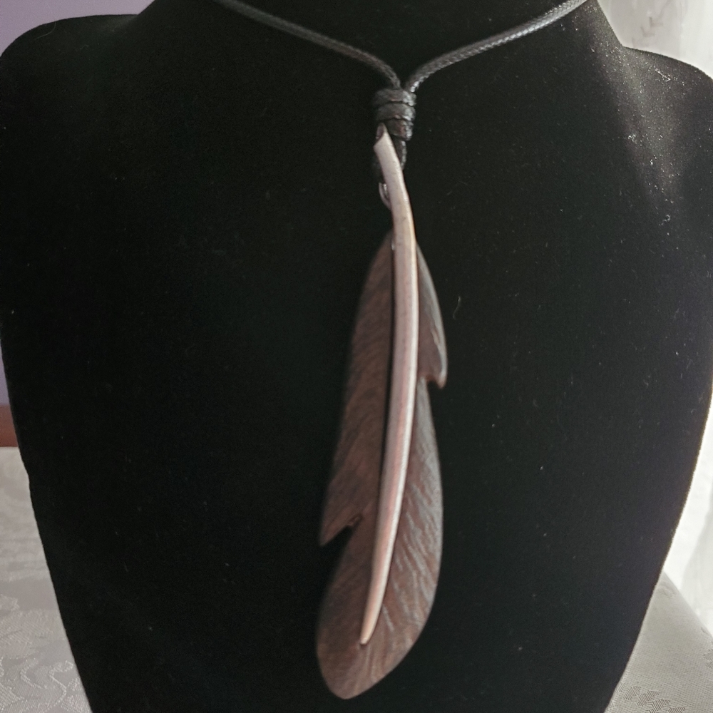 Wooden Feather Handmade Necklace